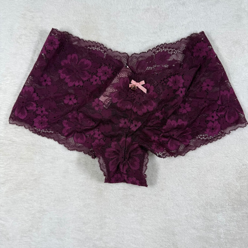 Victoria's Secret Body by Victoria Floral Lace Shortie Panty Purple Small 28P7